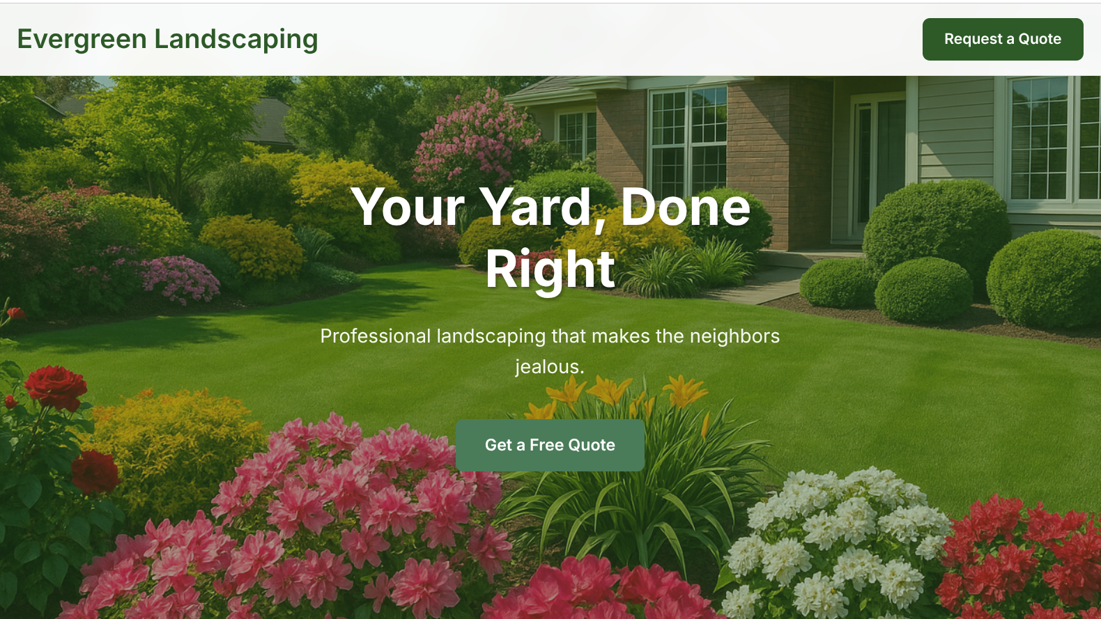Evergreen Landscaping website - Professional landscaping services